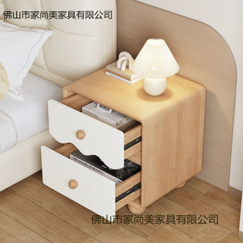 Solid Wood Creative Log Cream Style Home Small Children's Bedroom Light Luxury High-End Internet Celebrity Simple Bedside Table