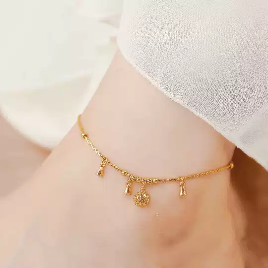 Exotic Retro Sexy Tassel Palace Bell Anklet Women's Transfer Beads 24K Gold-Plated Anklet Foot Chain Wholesale