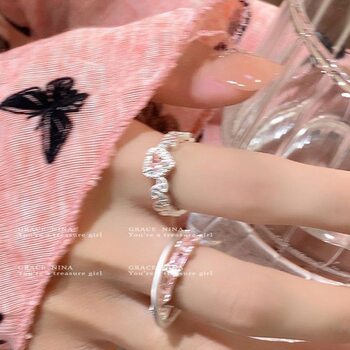 Romantic Heart Zircon Ring for Women Niche Design Light Luxury Sweet Couple Ring Personalized Fashion Index Finger Ring
