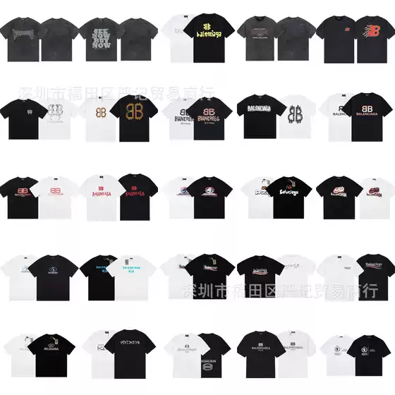 Cross-Border High-End Version B Brand Classic Letter Print T-Shirt, New Spring/Summer Style, Pure Cotton, Heavyweight, Short-Sleeve, Versatile for Both Men and Women