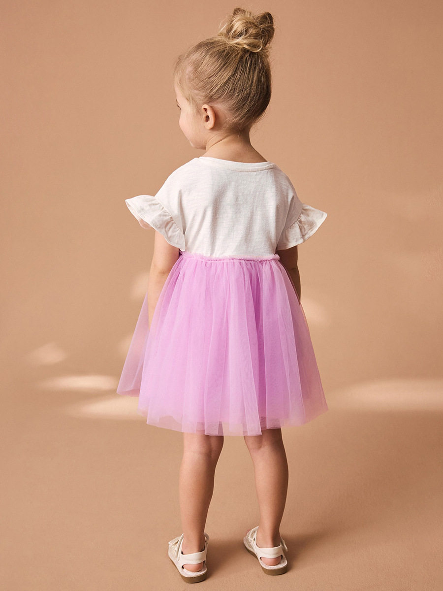 New Sweet Girls' Princess Dress, Cute Tulle Kids' Skirt, Summer Short-sleeve Dress