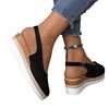 Spring and Summer Baotou Wedge Hitch Buckle Sole Sandals Women's 2024 New European and American Large Size Foreign Trade Roman Sandals Women