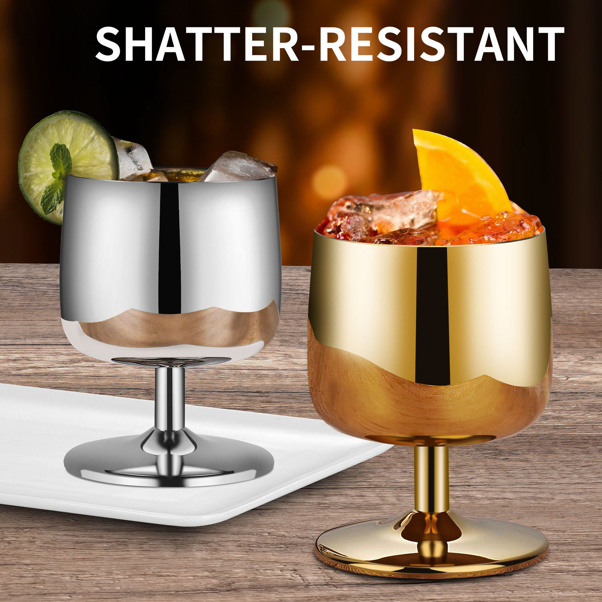 26-Year New Model Cross-Border Stainless Steel Wine Glasses, Home Wine Glass Set, High-End Bar Cocktail Glasses, Champagne Glasses