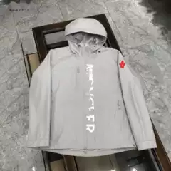 Cross-Border Spring and Autumn New m Brand Fashion Trendy Casual Slim-Fit Versatile Padded Windproof Jacket with Hood in Solid Color