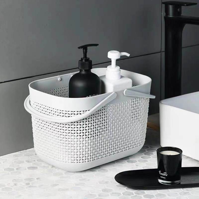 Bathroom Portable Bath Basket Plastic Bath Basket Desktop Storage Frame Washing and Bath Supplies Storage Basket Storage Basket