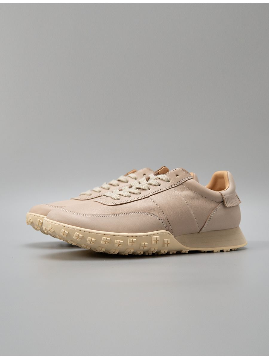 Giày sneaker nam da bò thật thủ công đế dày kiểu Forrest Gump — Màu trắng ngà