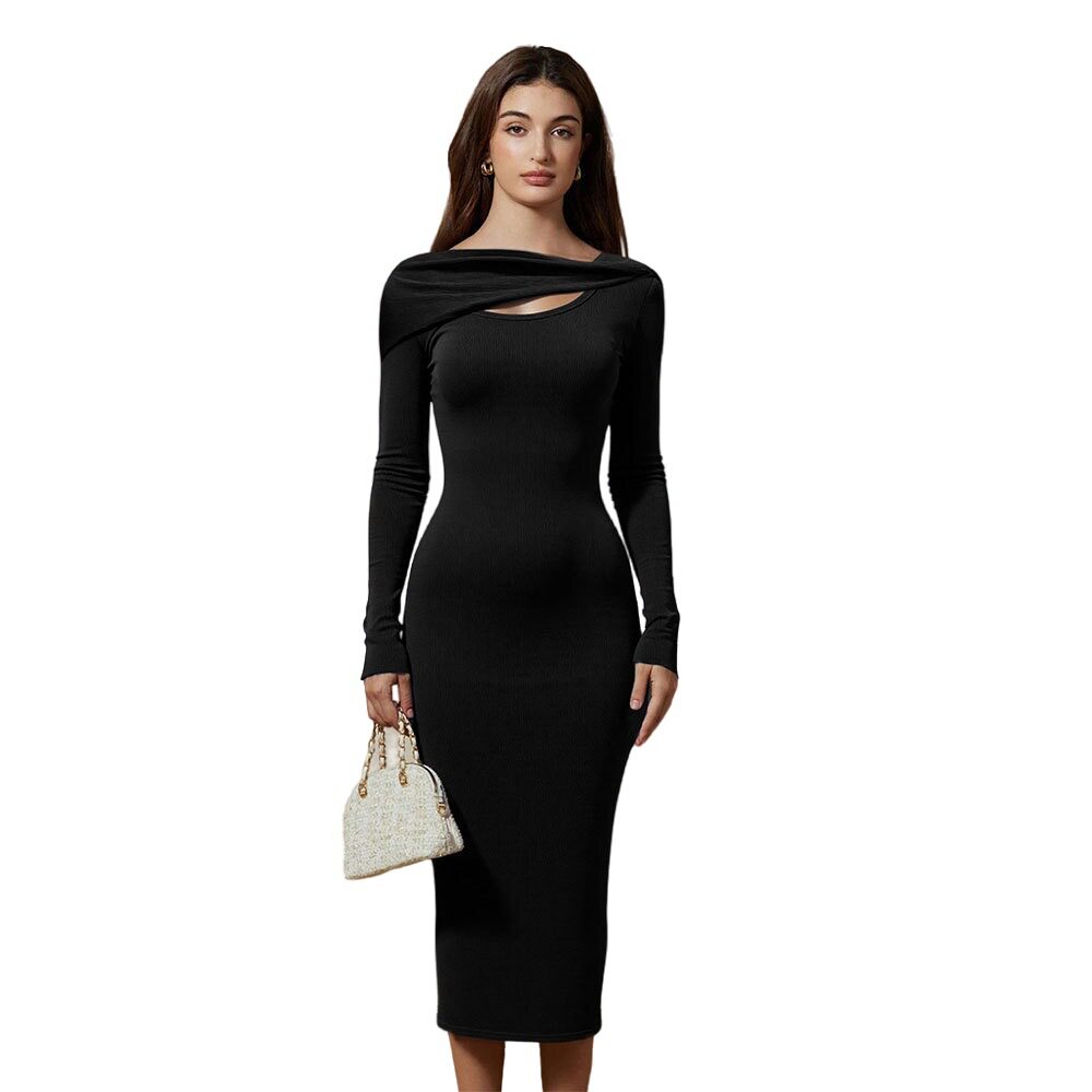 Elegant Slim Fit Solid Color Backless Maxi Dress Chic Design Bodycon Silhouette Perfect for Parties Wholesale