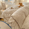 Ins Washed Cotton Bed Sheet Four-Piece Set 2025 Autumn Bedding Three-Piece Set Princess Style Lace Duvet Cover Nantong
