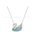 Gradient blue swan white gold large necklace