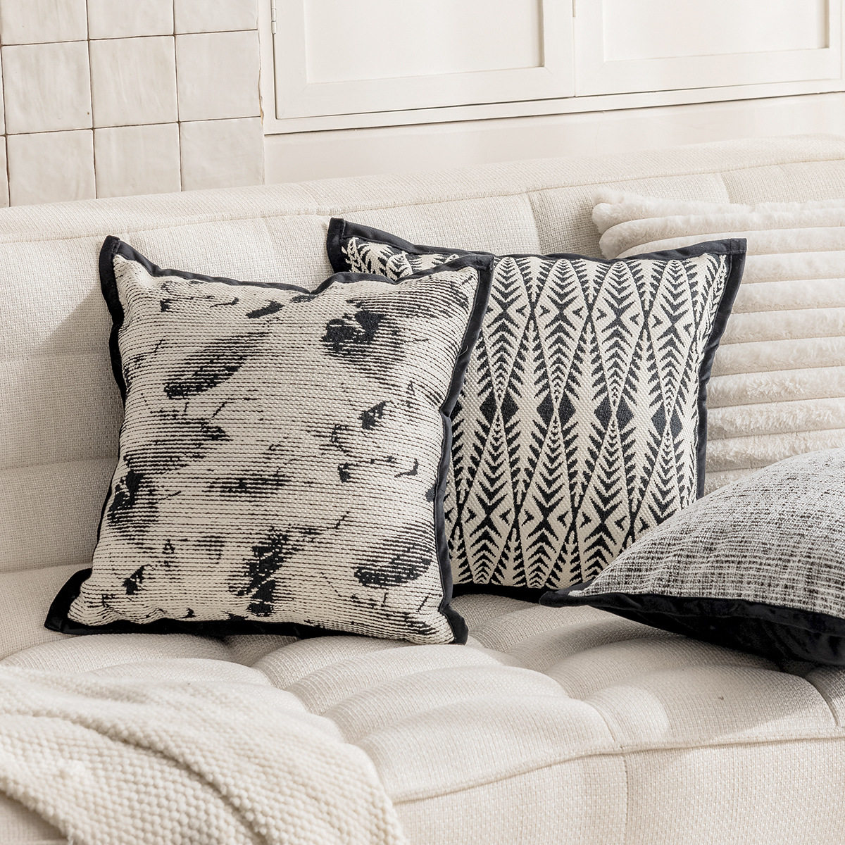 Light French sofa pillowcase ins style modern minimalist living room home pillow bedside cushion bed back pillow