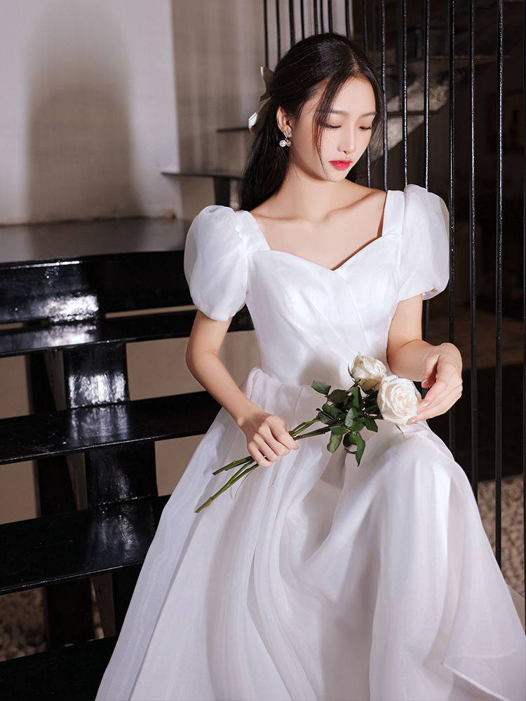 2022New White French Light Wedding Out Yarn Collar Certificate Register White Skirt Forest Department Exceed Immortal Graduation 2022新款白色法式轻婚纱出门纱领证登记小白裙森系超仙毕业礼服女 2022New White French Light Wedding Out Yarn Collar Certificate Register White Skirt Forest Department Exceed Immortal Graduation Formal dress Female 
