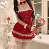 Christmas Velvet Tube Top Halterneck Naked Back Cute Christmas Elk Suit Sexy Intimates Sexy New Year's Shirt for Women