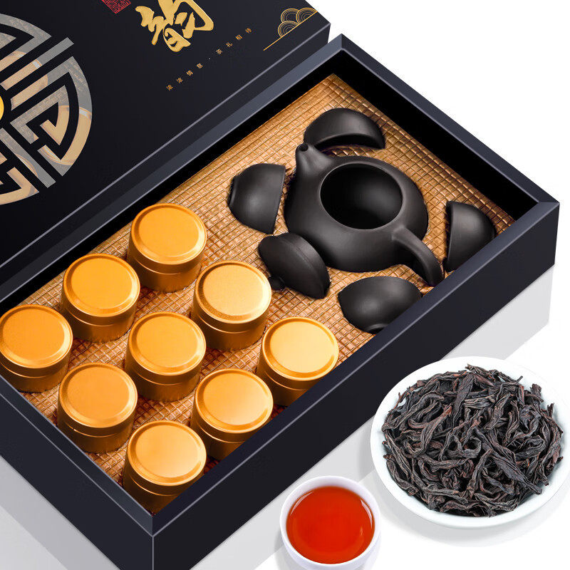 Фуминъюаньский Улун с листьями Wuyi Rock Tea Dahongpao Ароматный чай 2025 года выпуска, Весенний чай в подарочной коробке, Бесплатный чайный набор весом 80 г Изображение 1
