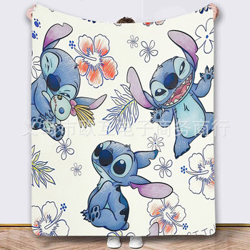 Stitch Cross-border TEMU Explosions Blanket Cartoon Printing Stitch Animation Flannel Blanket Sofa Blanket
