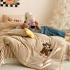 Ins Cartoon Milk Velvet Embroidered Quilted Bed Cover Three-piece Set Autumn and Winter Warm Apple Panda Patch Embroidered Quilt Cover