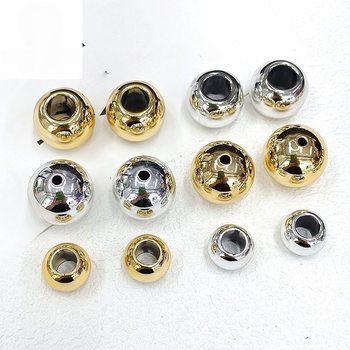 Acrylic Electroplated Uv Round Beads Large Hole Loose Beads DIY Mobile Phone Chain Necklace Bracelet Bag Chain Clothing Accessories