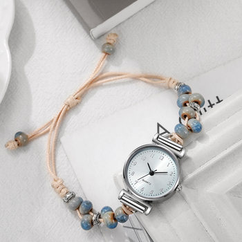New Pull-Out Adjustable Small Dial Literary Niche Simple Watch Women's Wholesale Beaded Student Braided Bracelet Watch
