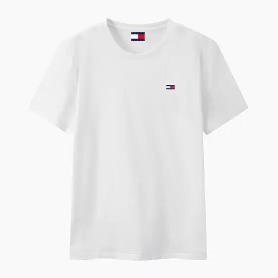 Men's Tommy Short Sleeve T-Shirt - Summer Casual, Pure Cotton, Round Neck, Loose Fit, Undershirt