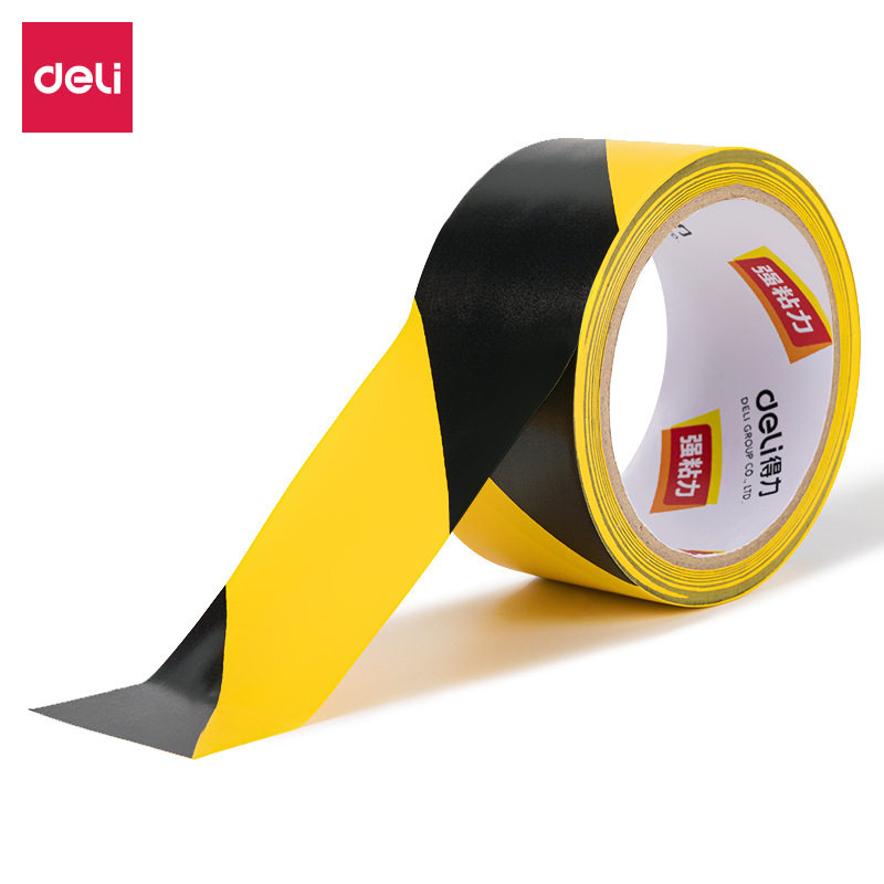 Deli 33770 warning tape PVC yellow black zebra crossing safety warning ground label workshop ground black yellow label