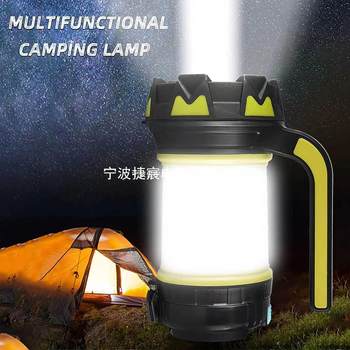 New multi-function outdoor strong light led charging portable lamp emergency light outdoor three-color portable lamp