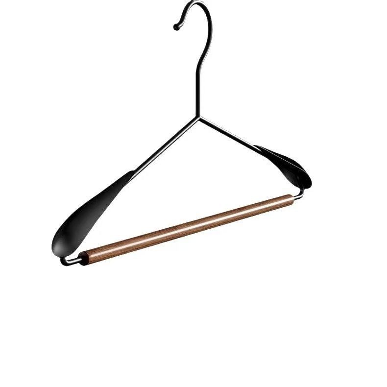 Iron and Beech Wood Thickened Clothes Hanger, Wide Shoulder, Non-Slip, Traceless, for Clothing Store or Home Use, Vintage Style