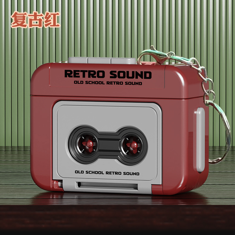 New mini retro recorder couple gift keychain recordable fun music box pendant ornaments