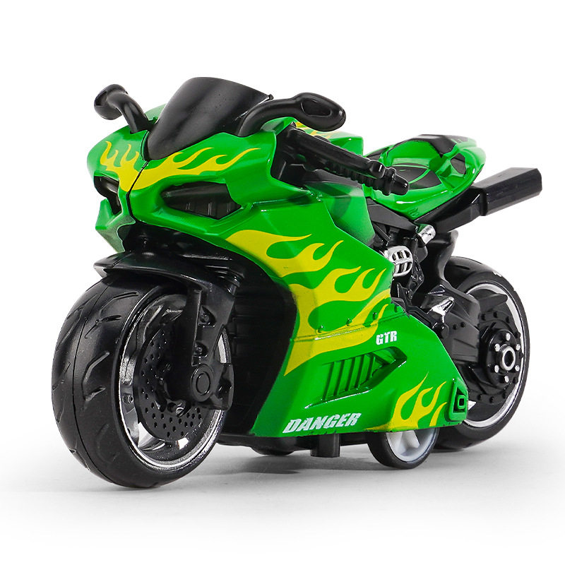跨境代发儿童玩具男孩宝宝仿真合金摩托车摆件钥匙扣模型玩具车子