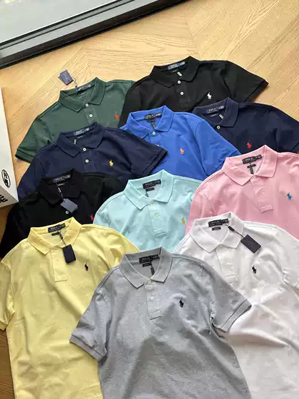Raff 25 Spring/Summer Embroidered Logo Mesh Cotton Turn-Down Collar Short Sleeve Polo Shirt for Couples, Loose Fit, High Elasticity, Sporty Casual