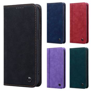 Suitable for iPhone16 pressure line strong magnetic business mobile phone leather case Samsung S25Ultra card holder protective case