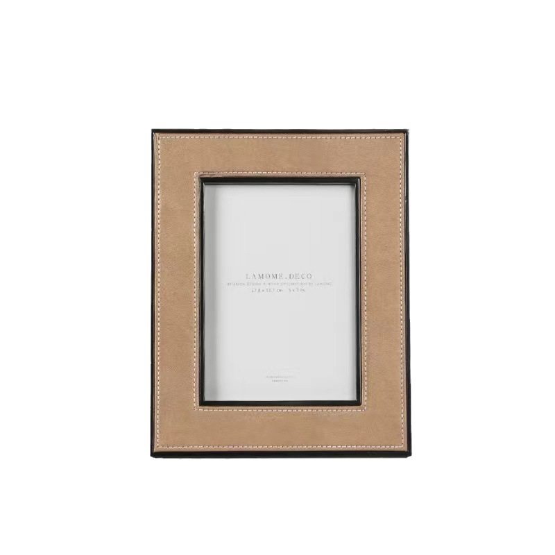 Simple Modern orange high-end leather decorative line photo frame 67-inch bedroom study desktop decoration home decoration