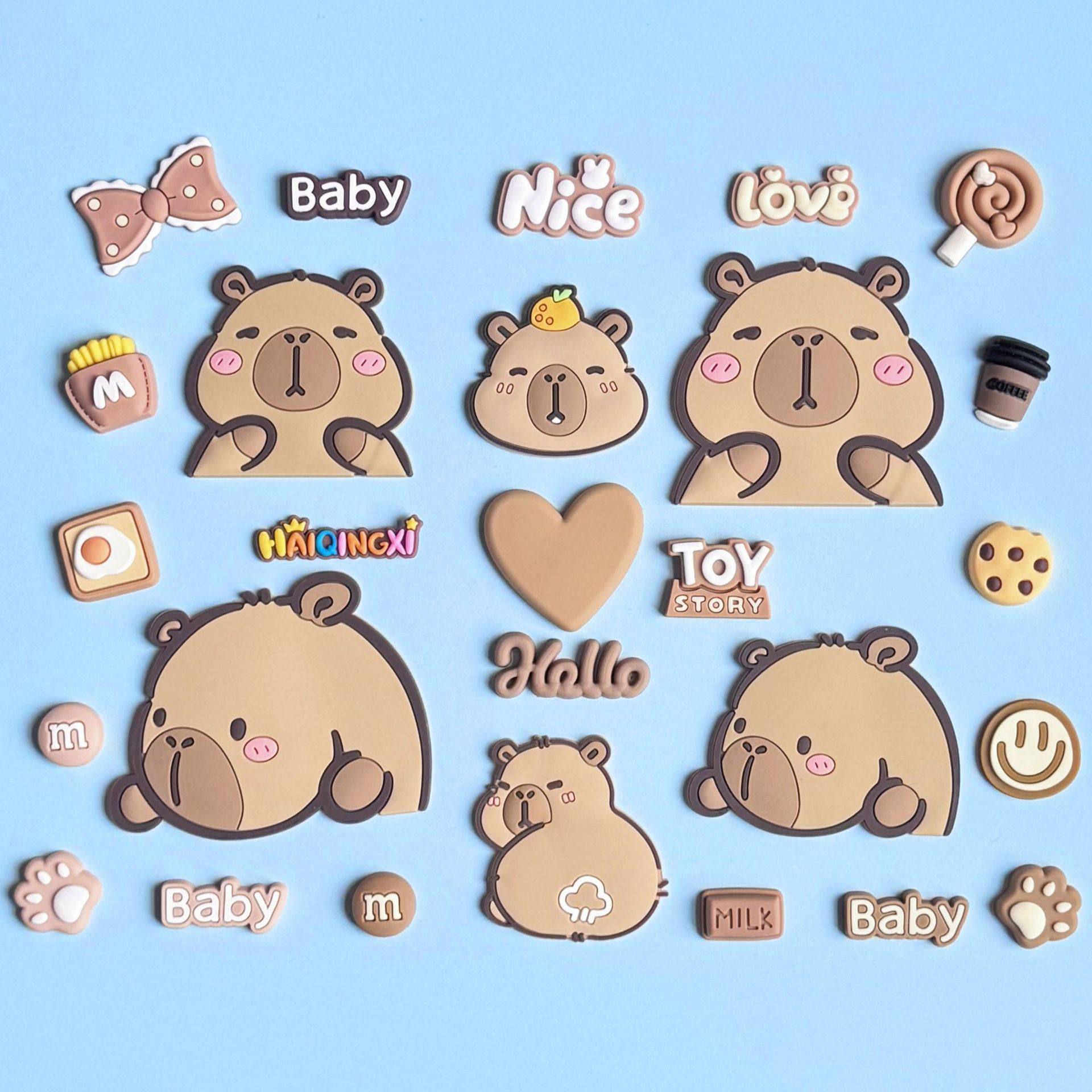 PVC soft rubber decoration handmade DIY accessories cute capybara kappibala mobile phone ipad shell jewelry refrigerator magnets