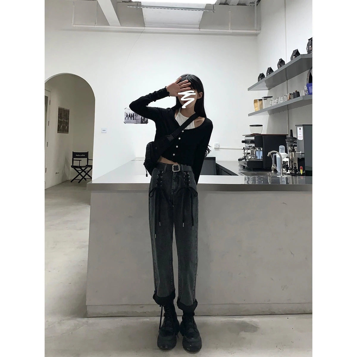 High Waisted Womens Denim Jeans Slim Fit Versatile Wide Leg Tie Detail Spring Style Wholesale Available