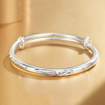 White Copper Silver Plated Bracelet Women's Young Solid Gloss Car Flower Bracelet New Birthday Gift