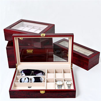 Cross-Border Mahogany Watch Box Wholesale Large Capacity Red Sandalwood Lacquered Watch Packaging Box Storage Display Box Watch