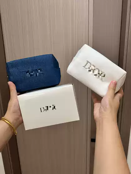 D Brand Luxury Denim Blue Cosmetic Pouch, Camera Bag Convertible Handbag for Counter Points Redemption