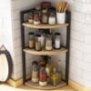Corner Storage Rack, Spice Rack, Kitchen Supplies, Countertop Spice Rack, Stainless Steel Triangle Corner Storage Rack
