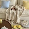 Niche Hand-Knitted Thick Woolen Thread Nordic Tassel Ins Blanket Bedroom Blanket Sofa Blanket