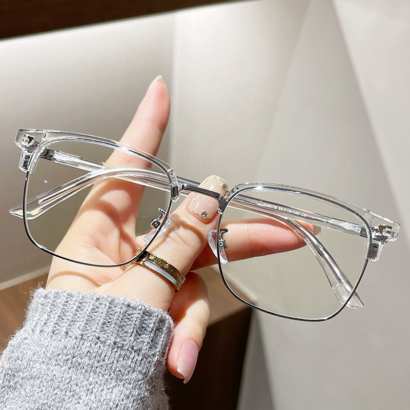 Tiktok little red book popular men's eyebrow retro glasses frame myopia women's glasses flat half frame glasses frame