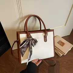 Trendy Color-Blocked Silk Scarf Handbag 2026 New Style Fashionable Commuter Simple Shoulder Bag with Color-Blocking Texture and Stylish Crossbody Bag