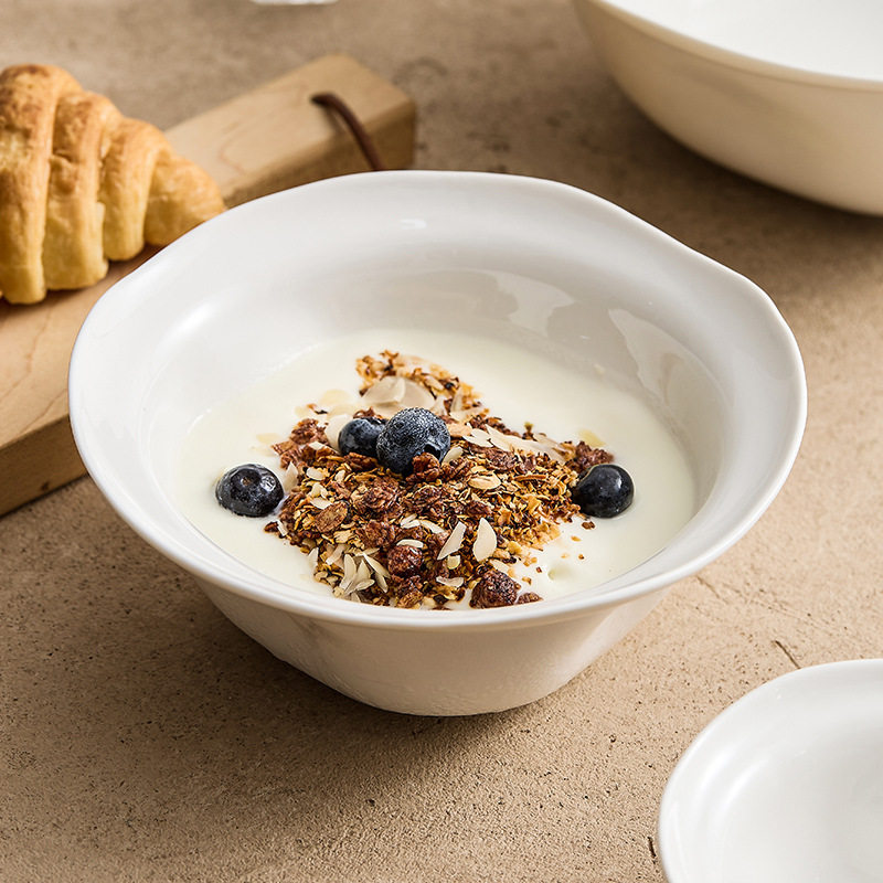 Flower Boiled Pickled Fish Large Basin Bowl Deep Soup Bowl Household High-End Tableware Ceramic Noodle Bowl Rice Bowl Single Large