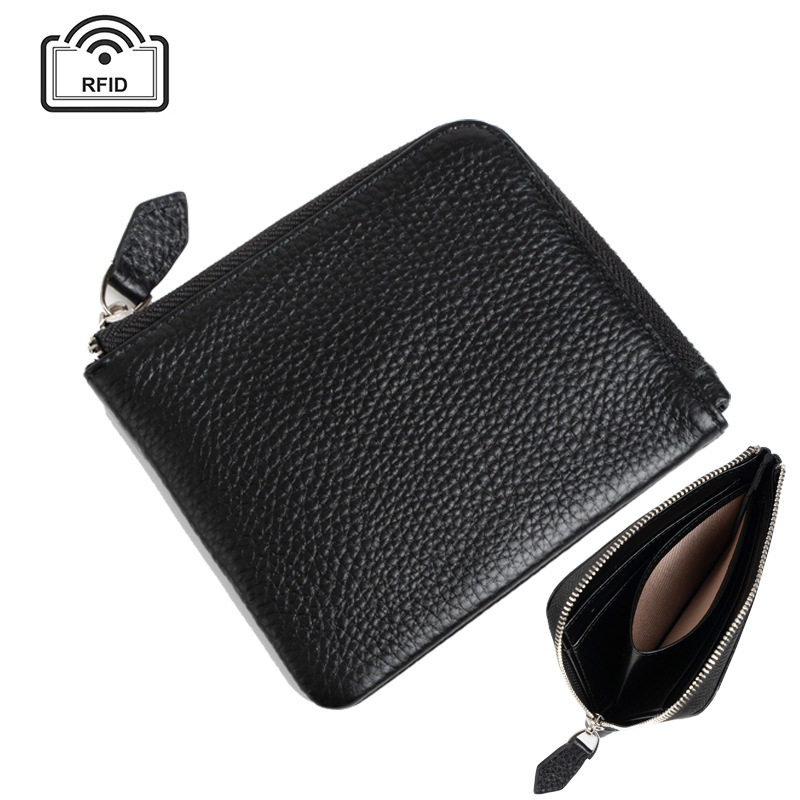 Japanese-style men's wallet genuine leather foreign trade cowhide coin purse rfid ultra-thin multi-card card pocket large capacity financial cloth
