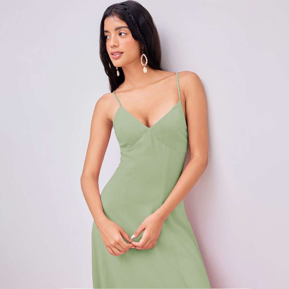 A Line Dress Slimming Fit Waist Defined Sleeveless Chic Design for Casual or Formal Occasions Wholesale Available