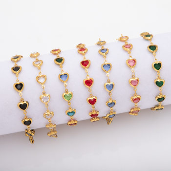 Cross-border Hot Love Encapsulated Glass Titanium Steel Bracelet Inlaid with Gold Plated Anklet Necklace Waist Chain Personalized Heart Jewelry