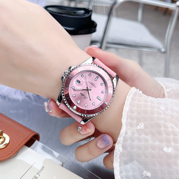 Shi Gaudi New Pink Watch Women's Fashion Trend Rubber Strap Instagram Style Large Dial Simple Elegant Women's Watch