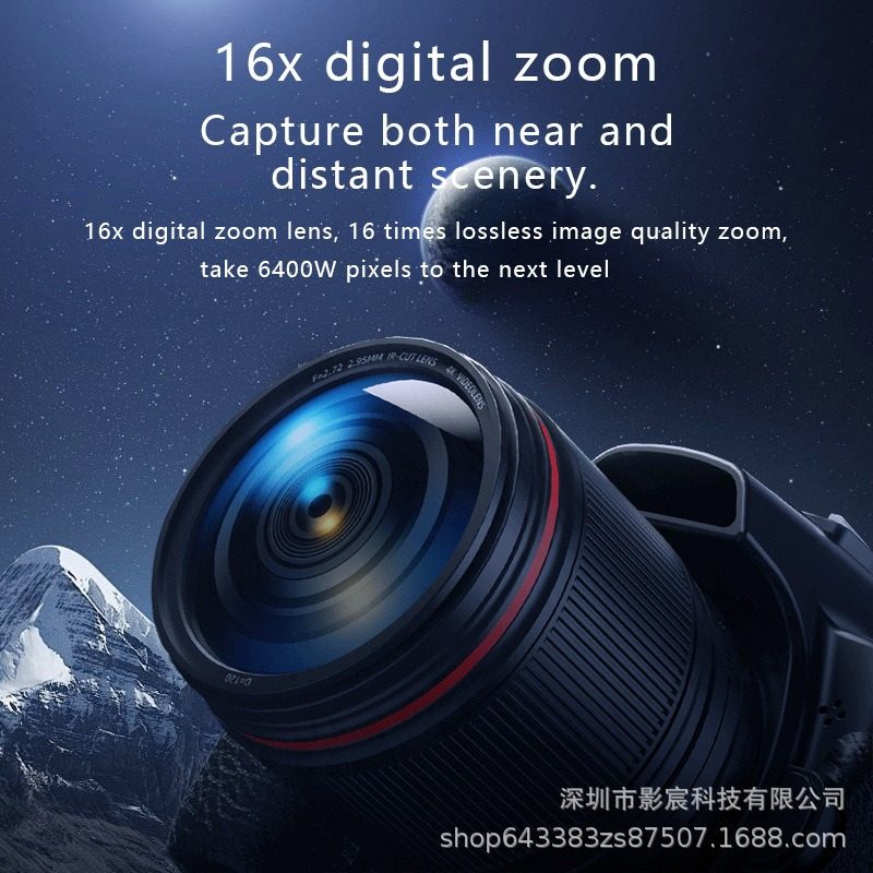 Popular Digital Camera with 64 Million Pixels, Ultra-High Definition 4K, Portable, Long Standby Time, New Product for Students with Telephoto Lens