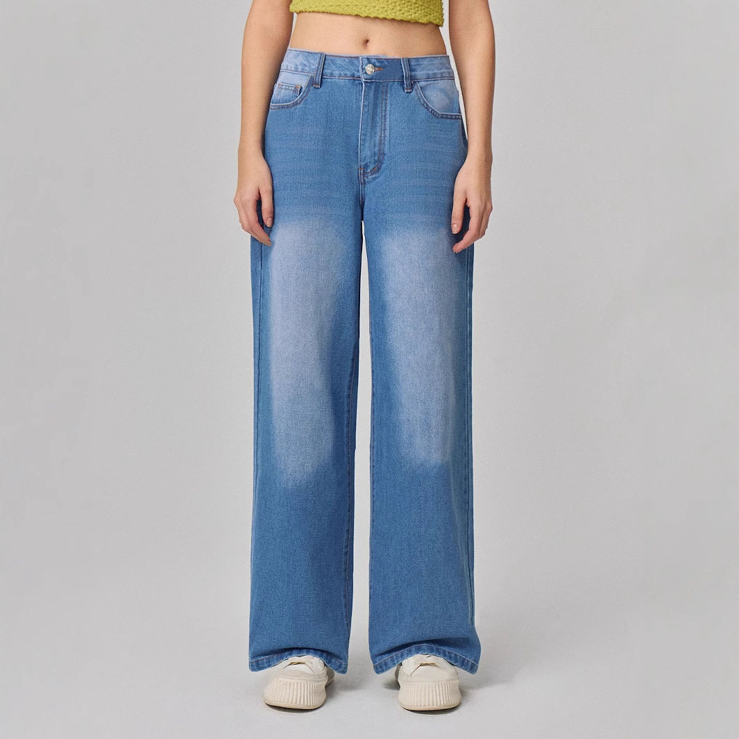 Wide Leg Denim Trousers Casual Style European and American Fashion Comfortable Fit Wholesale Available