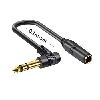 6.5mm Large Two-Core Male to Female Microphone Extension Cable 6.35mm Male to Female Guitar Extension Cable Elbow