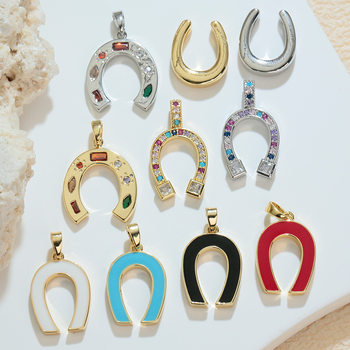 Shein Hot Selling Gold-Plated Pendant Ins European and American Style Horseshoe Print U-Shaped Pendant DIY Necklace Pendant Pendant Personalized Style
