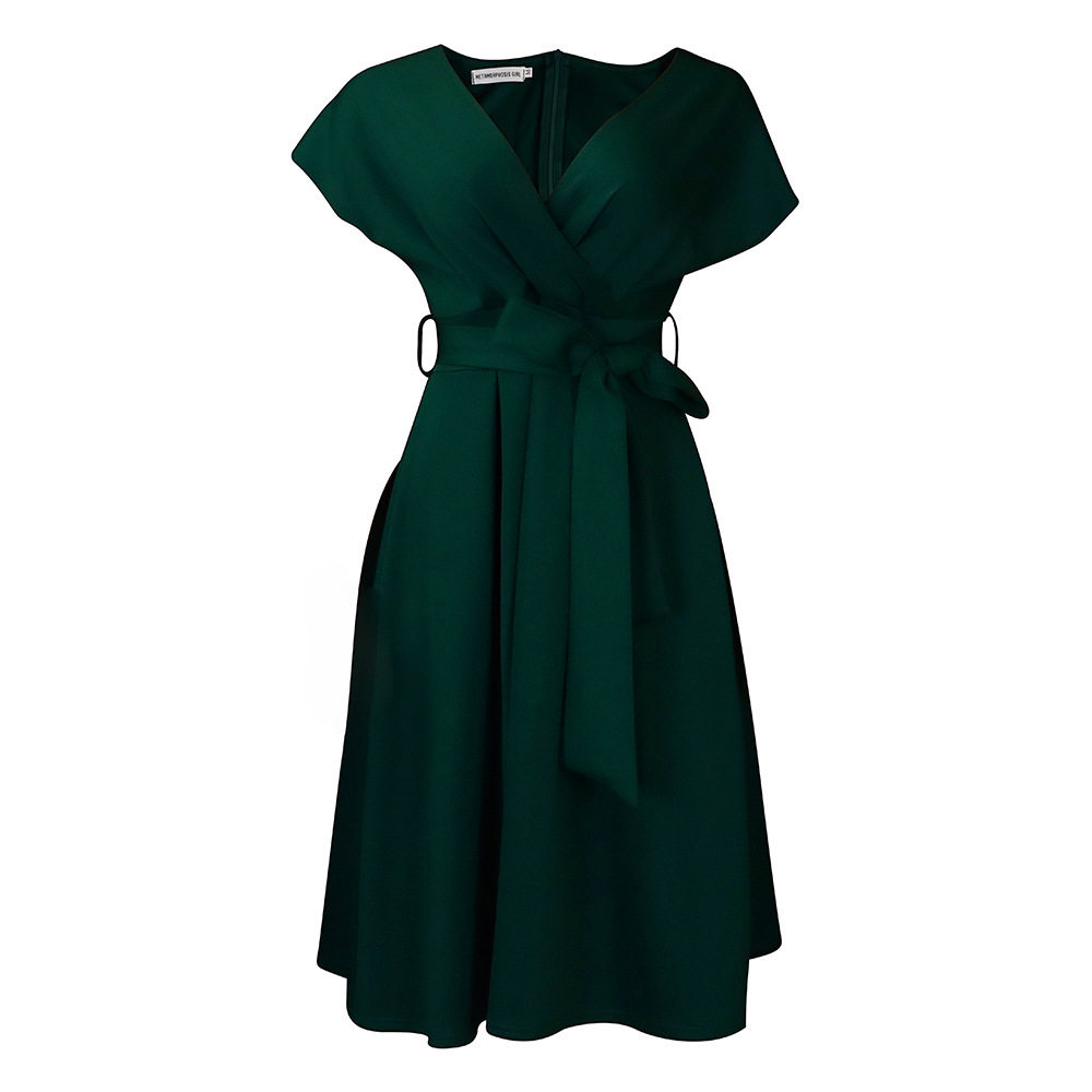 Plus Size Womens V Neck Dress Stylish Tie Detail Elegant Commuter Style Perfect for Work or Casual Occasions