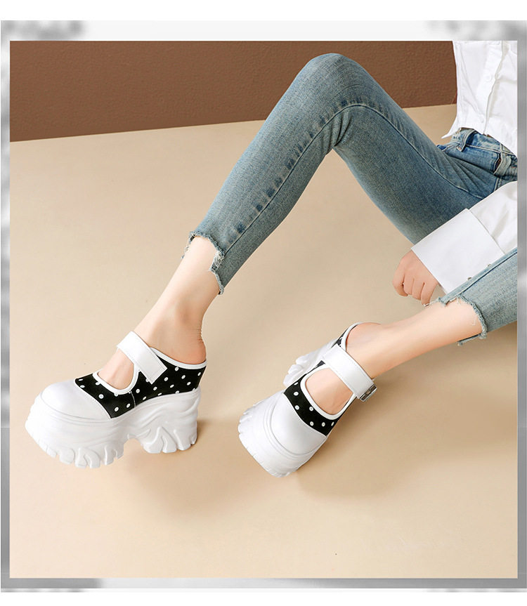 Sandal cao gót nữ hở mũi, đế xuồng 12 cm, quai bọc mũi, phối màu, phong cách dạo phố — [Đen], [Trắng], [Vàng nhạt] chi tiết 14